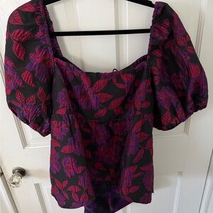 Sachin + Babi Red and Purple Floral Blouse